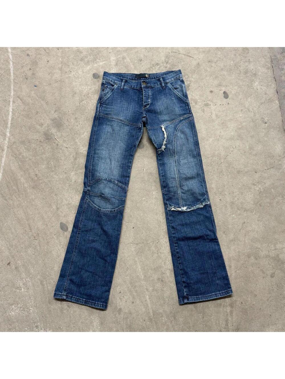 Y2K Vintage Paneled Just Cavalli Button-Fly Industrial Low-Rise Jeans